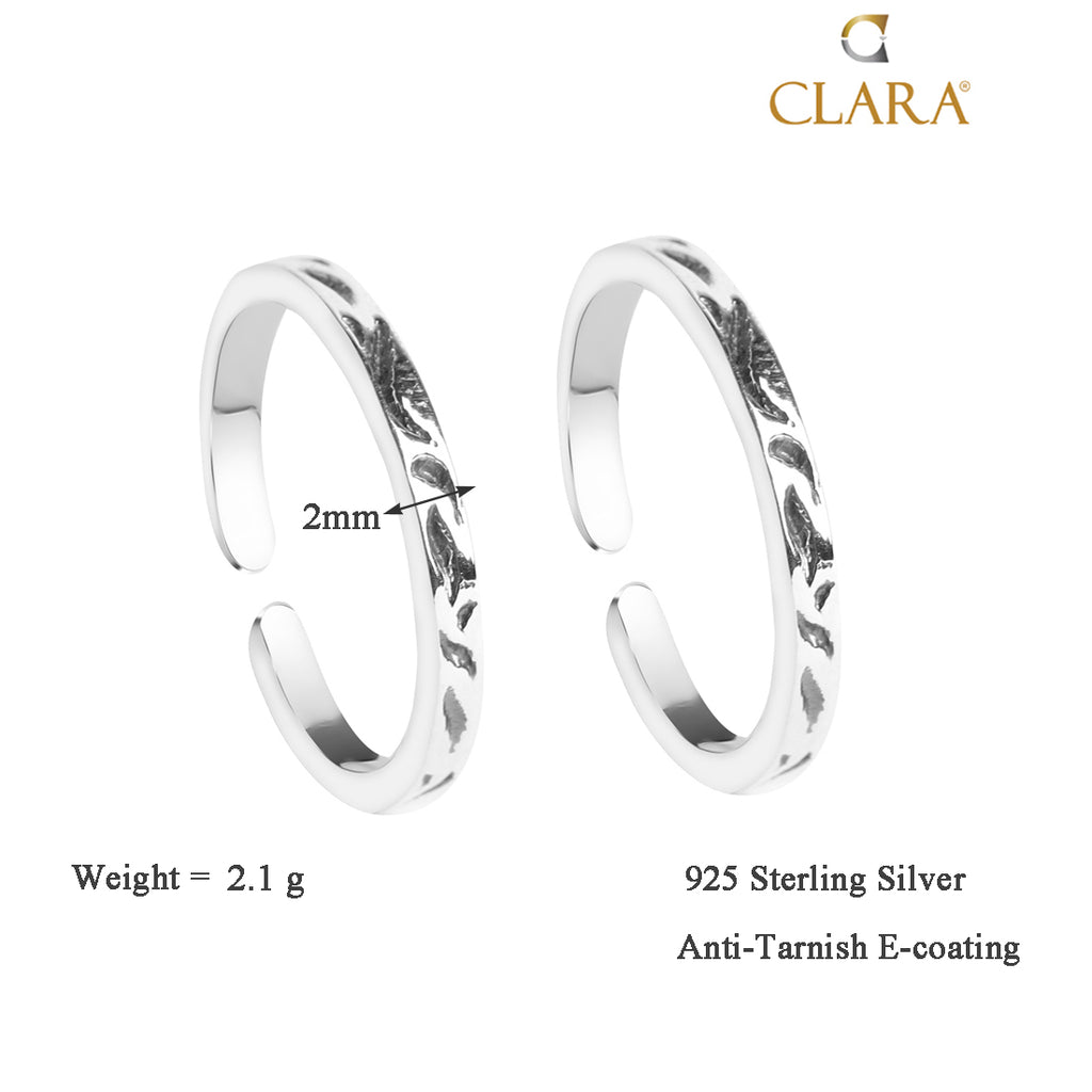 CLARA 925 Sterling Silver Mila Toe Rings Pair 