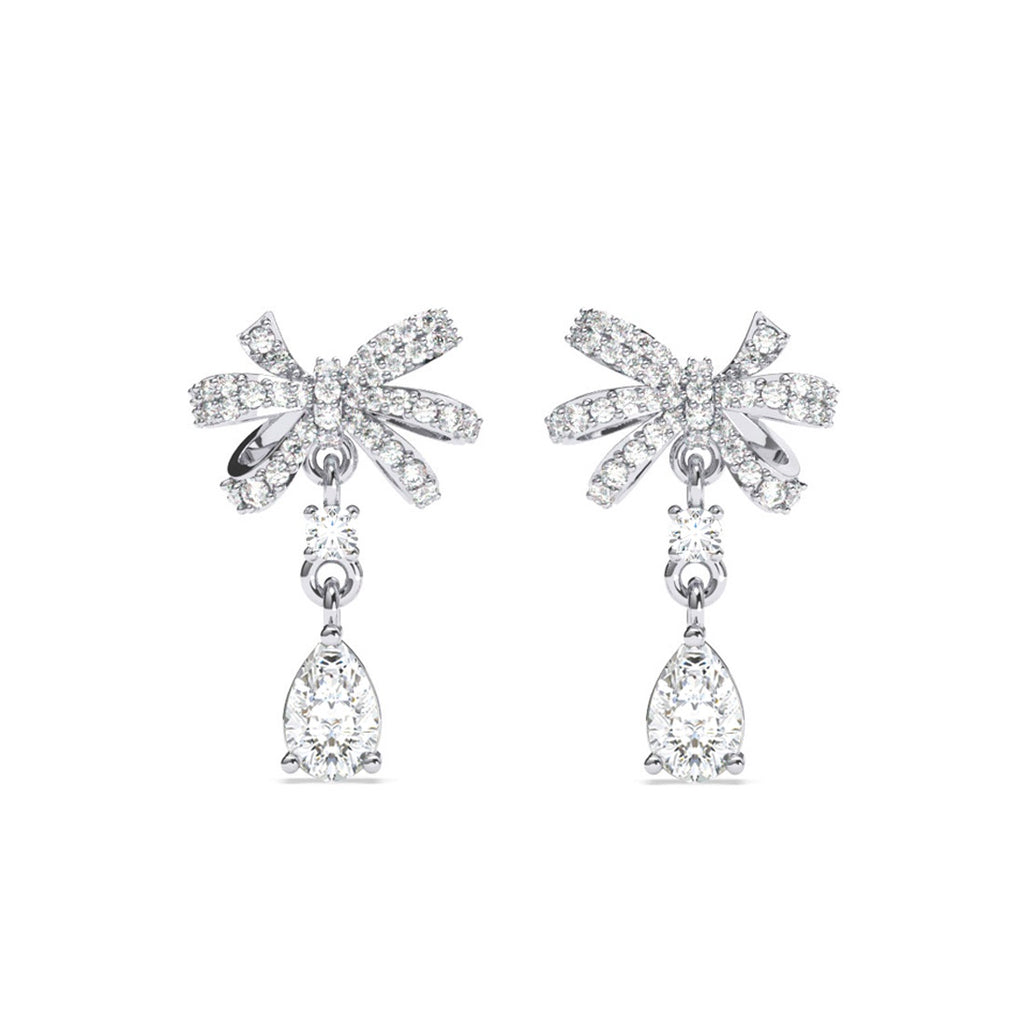 Silver Bow Knot Drop Earrings