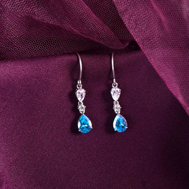 Silver Pear Solitaire Earrings