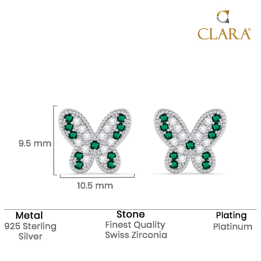 Silver Verde Butterfly Stud Earrings