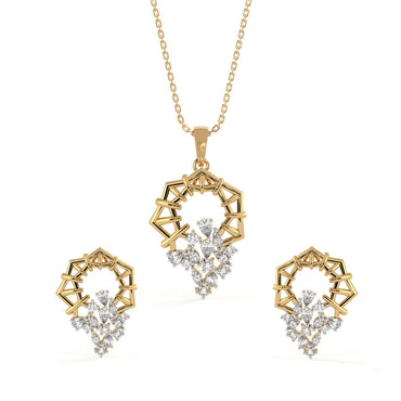 CLARA 925 Sterling Silver Alba Pendant Earring Chain Jewellery Set