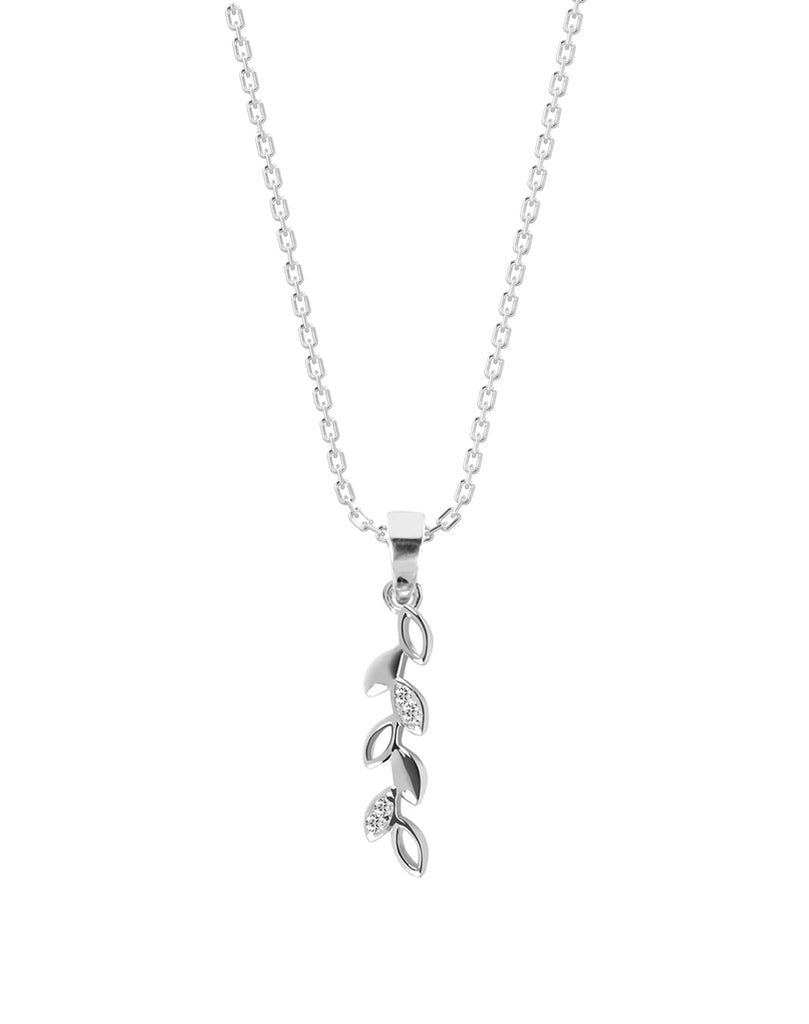 CLARA 925 Sterling Silver Leaf Pendant Chain Necklace 
