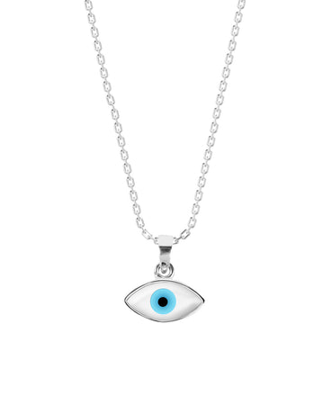 CLARA 925 Sterling Silver Evil Eye Marquise Pendant Chain Necklace 