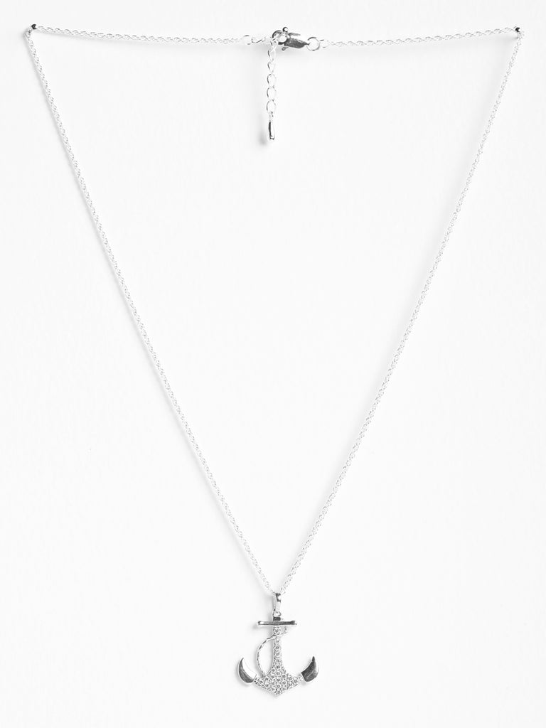 CLARA 925 Sterling Silver Anchor Pendant Chain Necklace 