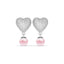 Silver Nazy Pink Pearl Heart Drop Earrings