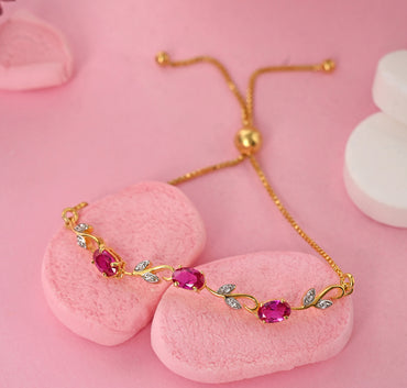 CLARA 925 Pure Silver Golden Ruby Hand Bracelet