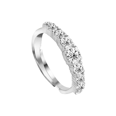 CLARA 925 Sterling Silver Graduation Ring with Adjustable Band Rhodium Plated, Swiss Zirconia Gift for Women & Girls