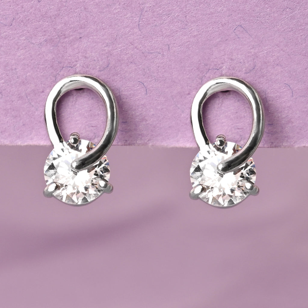 CLARA 925 Sterling Silver Solitaire Studs Earrings  