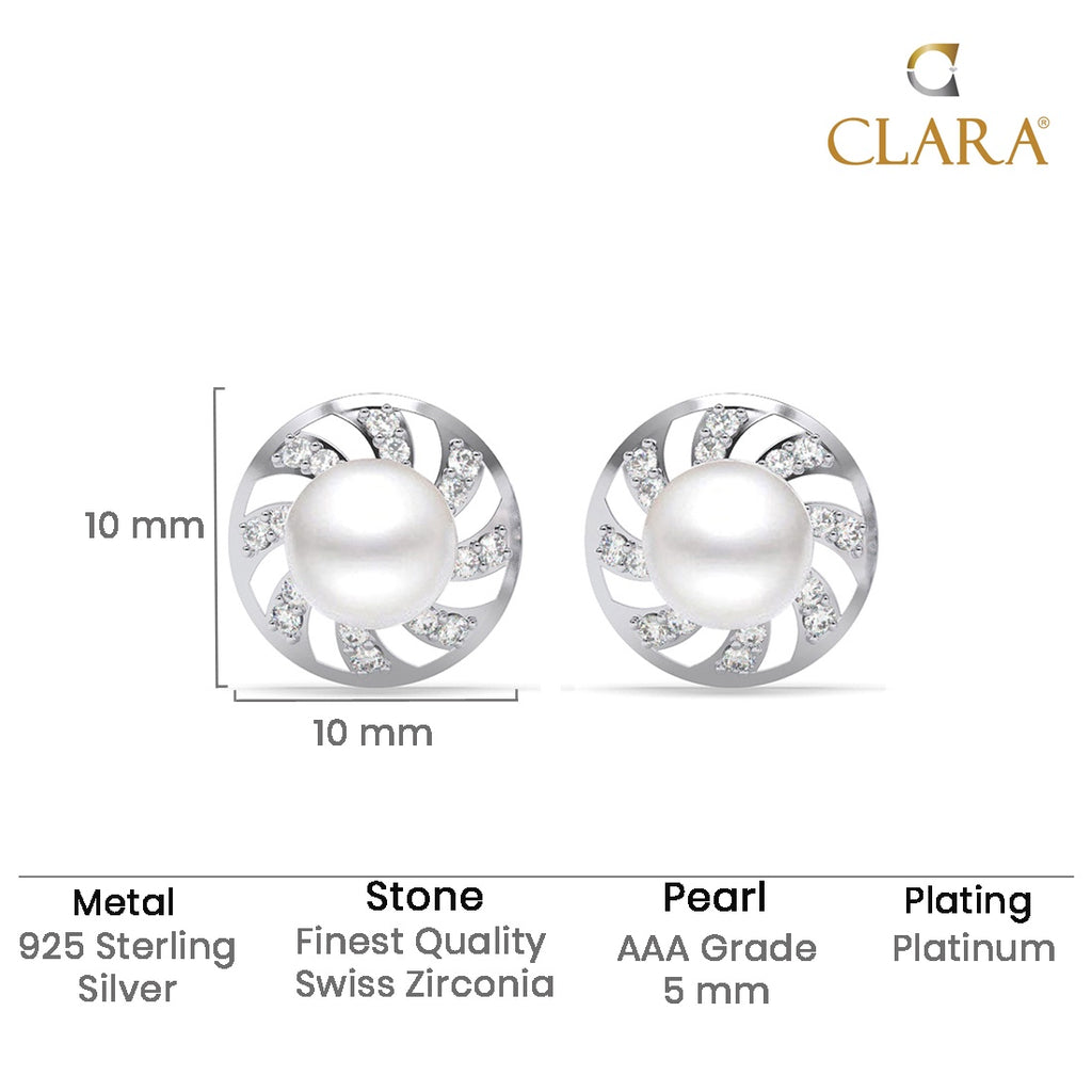 Silver Damsa Real Pearl Stud Earrings