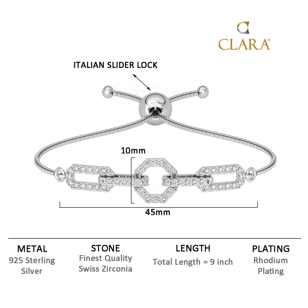 CLARA 925 Pure Silver Designer Hand Bracelet