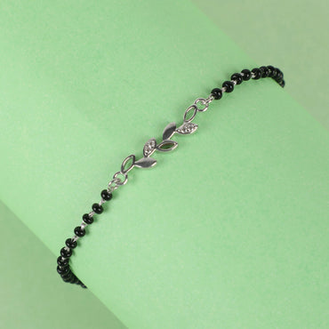 CLARA 925 Sterling Silver Leaf Hand Mangalsutra Bracelet