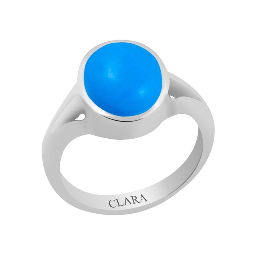 Certified Turquoise Firoza Zoya Silver Ring 3.9cts or 4.25ratti