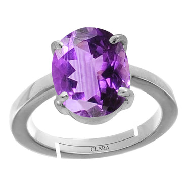 Certified Amethyst Katela 6.5cts or 7.25ratti 92.5 Sterling Silver Adjustable Ring