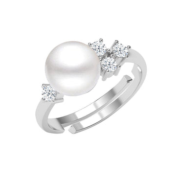 Silver Vittoria Real Pearl Size Adjustable Ring