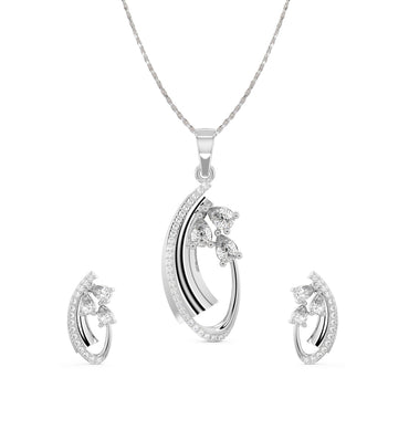 CLARA 925 Sterling Silver Orla Pendant Earring Chain Jewellery Set 