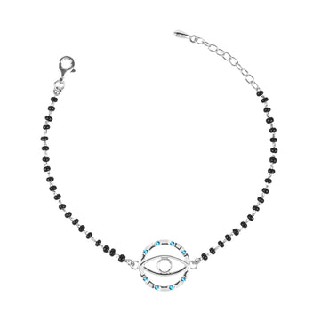 CLARA 925 Sterling Silver Evil Eye Circle Hand Mangalsutra Bracelet
