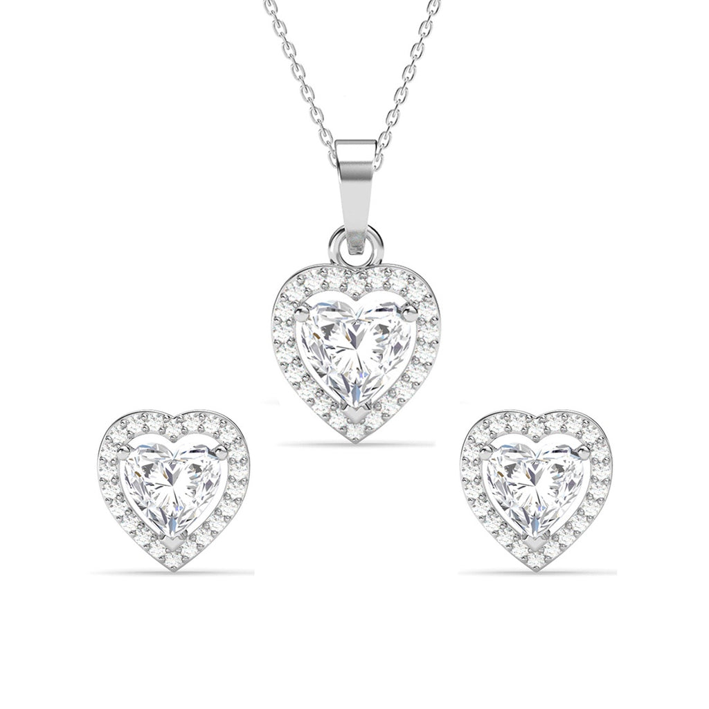 Silver Zilvia Heart Solitaire Jewellery Set