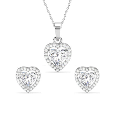 Silver Zilvia Heart Solitaire Jewellery Set