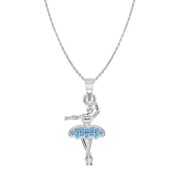 CLARA 925 Sterling Silver Dancing Girl Pendant Chain Necklace 