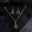 Silver Jino Green Solitaire Jewellery Set