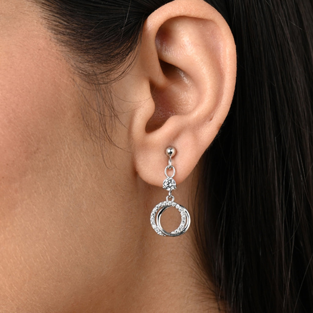 Silver Circle of Joy Dangler Earrings