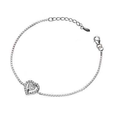 CLARA Made with Swiss Zirconia 925 Sterling Silver Heart Solitaire Bracelet Gift for Women and Girls