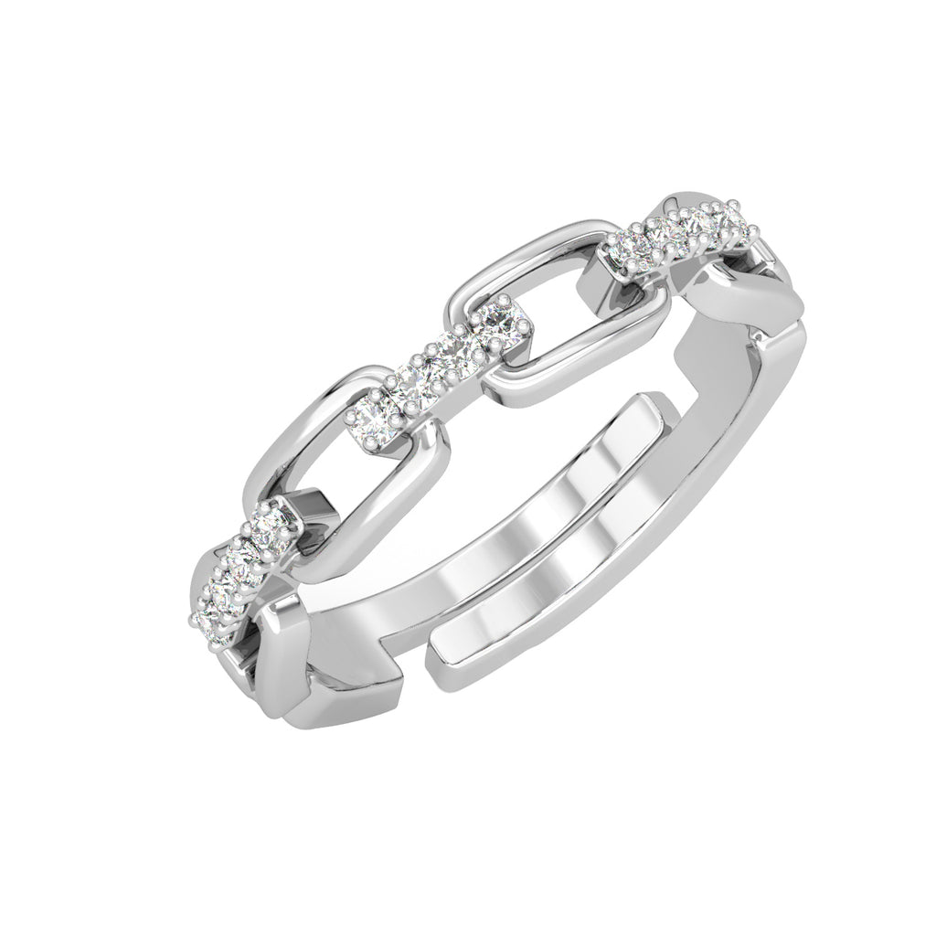 CLARA Pure 925 Sterling Silver Link Chain Finger Ring with Adjustable Band 