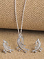 CLARA 925 Sterling Silver Iris Pendant Earring Chain Jewellery Set Rhodium Plated, Swiss Zirconia Gift for Women & Girls