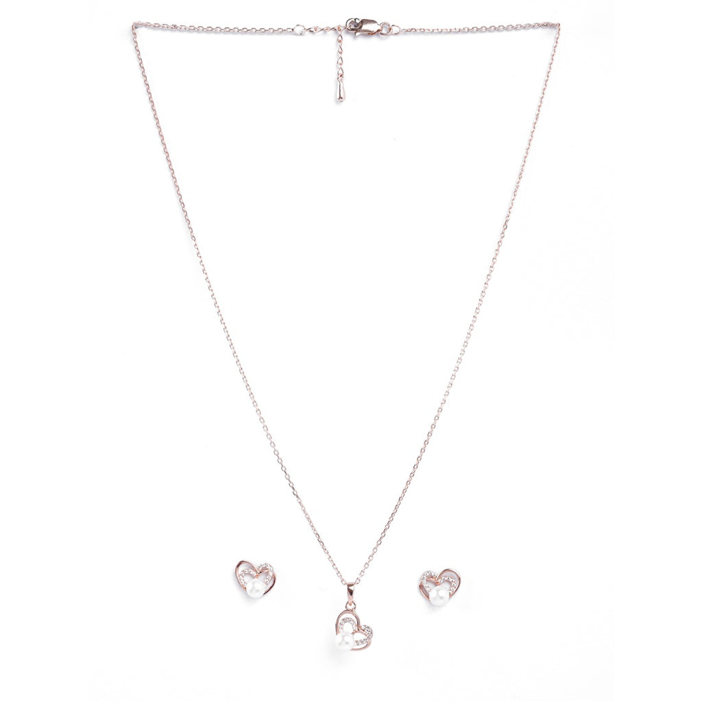 Silver Adah Freshwater Pearl Heart Jewellery Set