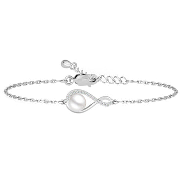 CLARA 925 Pure Silver Real Pearl Hand Bracelet