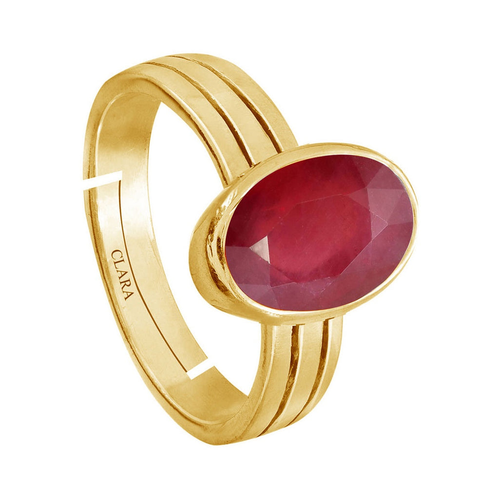 CLARA Certified Original Ruby Manik Gemstone 3.25 to 10.25 ratti or 3 to 9.3 carat Panchdhatu adjustable Ring for Men & Women