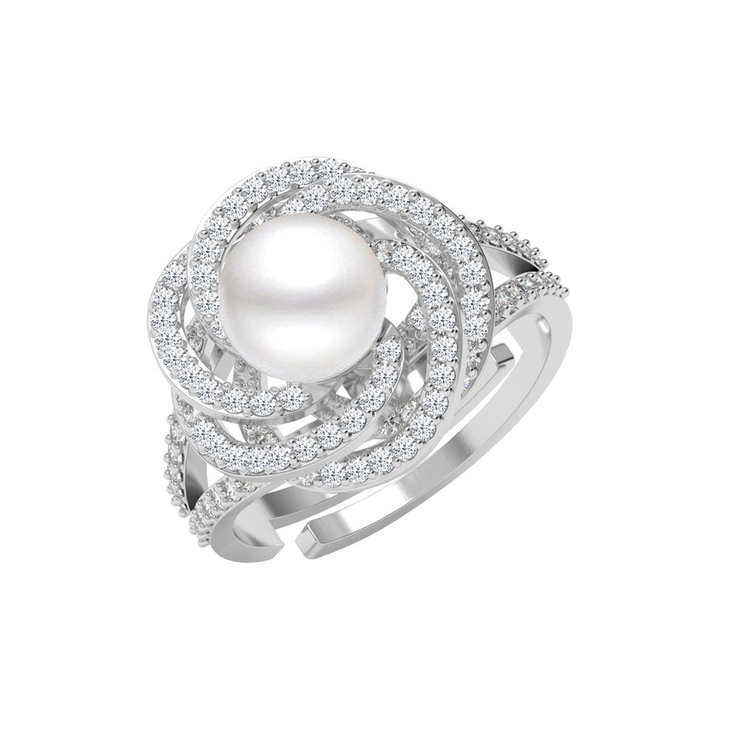 Silver Capree Real Pearl Size Adjustable Ring