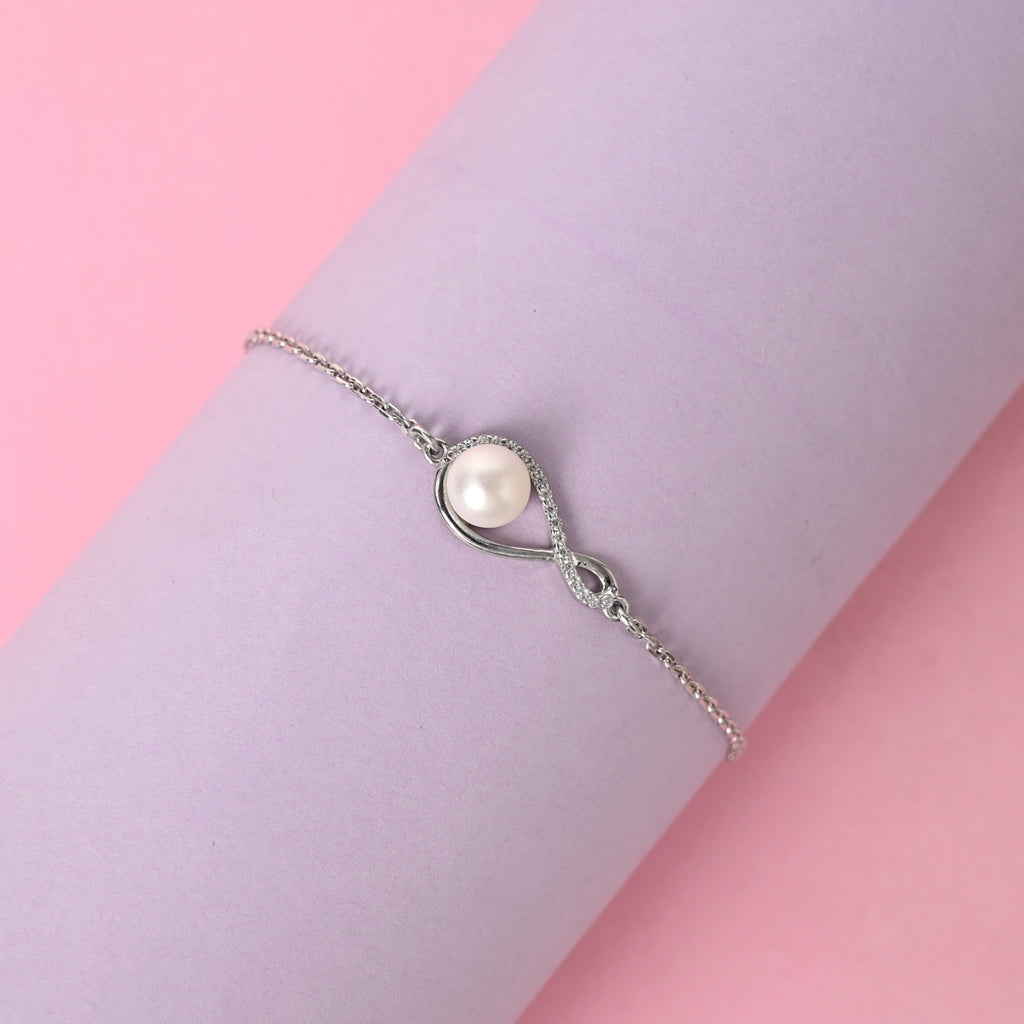 CLARA 925 Pure Silver Real Pearl Hand Bracelet