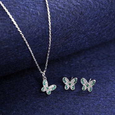 Silver Verde Butterfly Jewellery Set  
