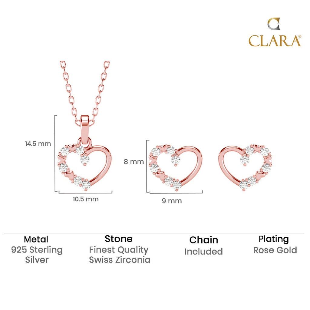 Silver Valentine Heart Jewellery Set