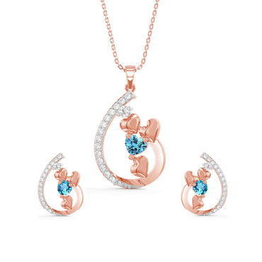 CLARA 925 Sterling Silver Heart Pendant Earring Chain Jewellery Set 