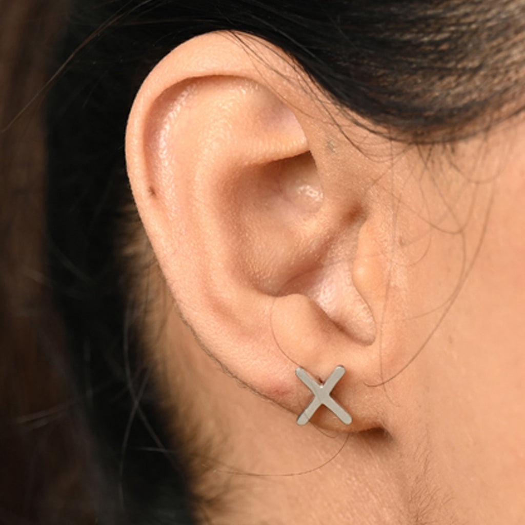 Silver XO Geometric Earrings