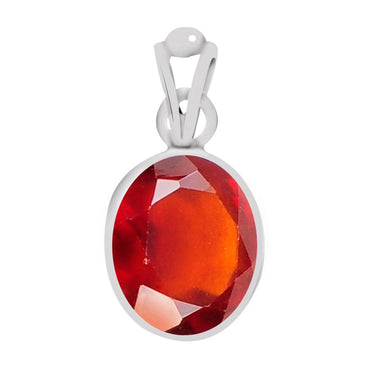 Certified Hessonite (Gomed) Silver Pendant 5.5cts or 6.25ratti