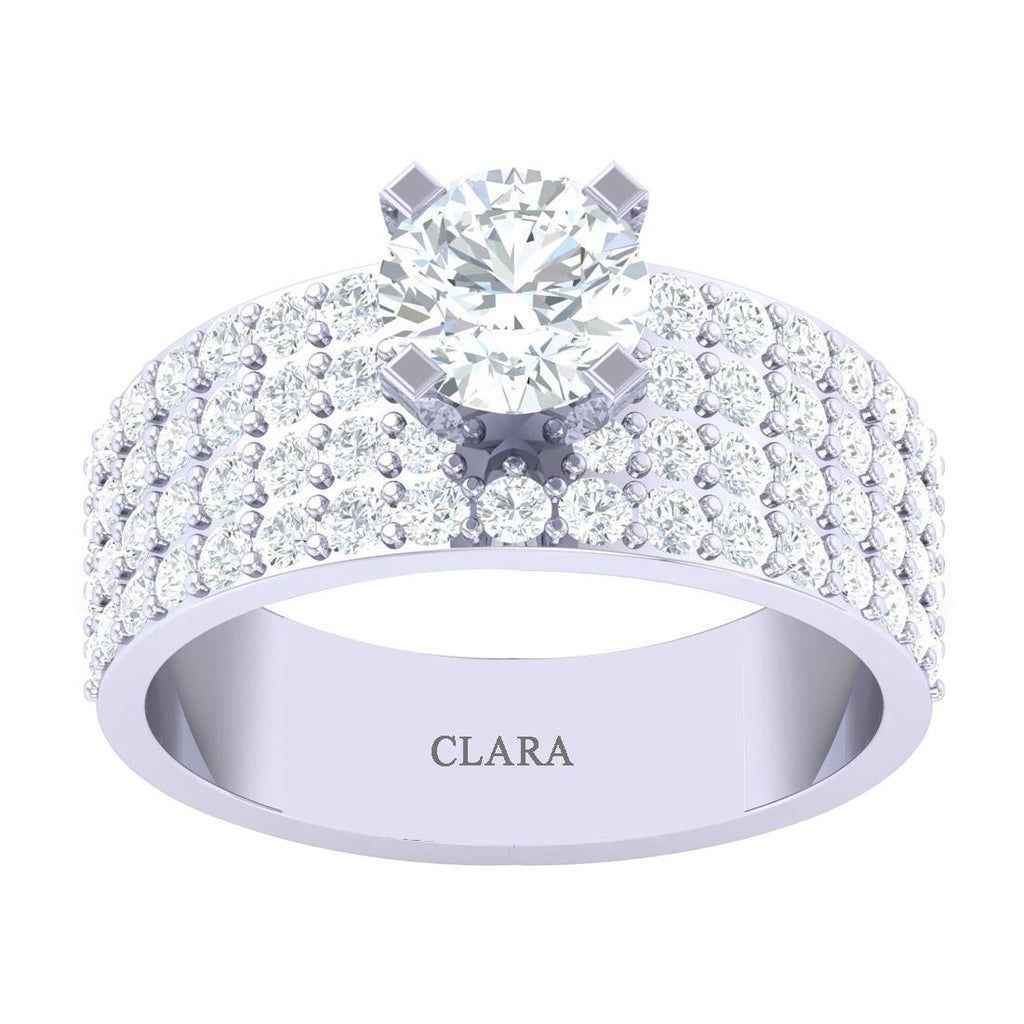 CLARA Made with Swiss Zirconia 925 Sterling Silver Round Solitaire Ring Gift for Women and Girls