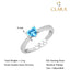CLARA Pure 925 Sterling Silver Blue Heart Finger Ring with Adjustable Band 