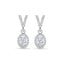 Silver Halo Oval Solitaire Dangle Drop Earrings