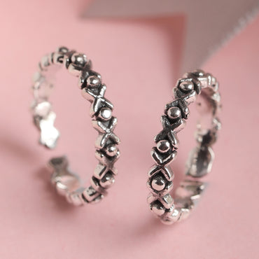 CLARA 925 Sterling Silver Cross Toe Rings Pair 
