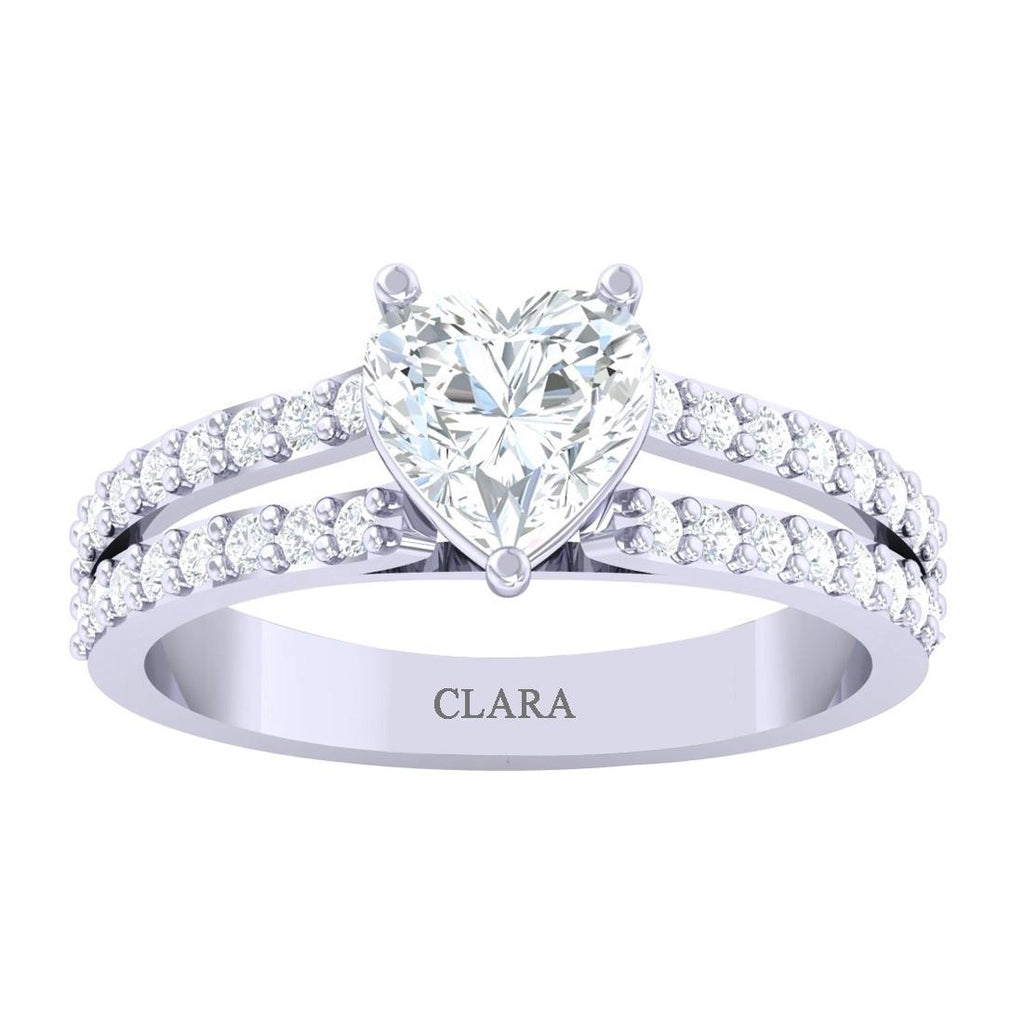 CLARA Made with Swiss Zirconia 925 Sterling Silver Heart Solitaire Ring Gift for Women and Girls