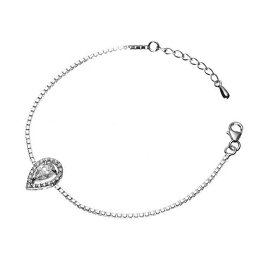 CLARA Made with Swiss Zirconia 925 Sterling Silver Pear Solitaire Bracelet Gift for Women and Girls