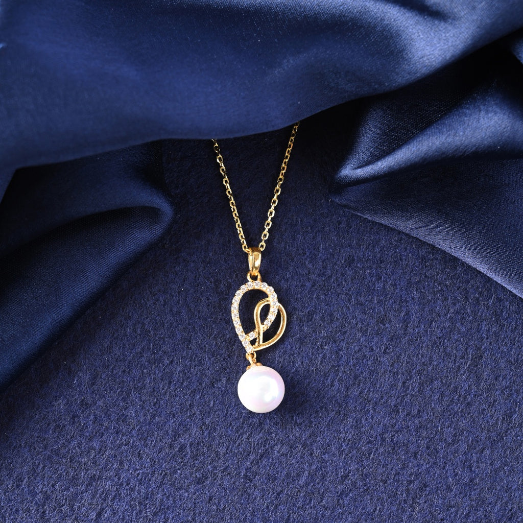 Silver Zahab Pearl Interlocked Pendant Chain