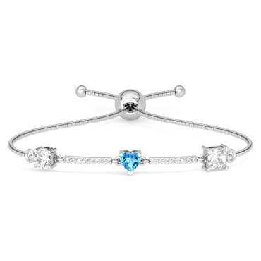 CLARA 925 Pure Silver Blue Heart Hand Bracelet