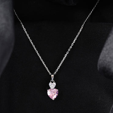 Silver Two Hearts Pendant Chain 