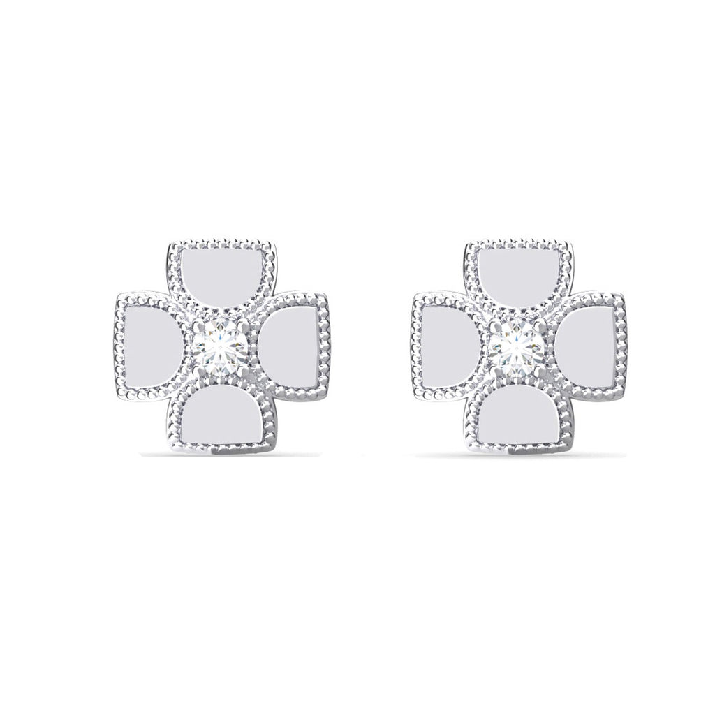 Silver Dainty Clover Stud Earrings 