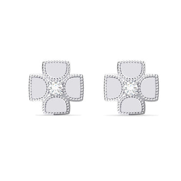 Silver Dainty Clover Stud Earrings