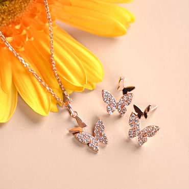 Silver Fairy Butterfly Jewellery Set 